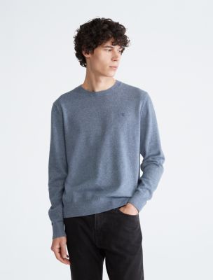 Smooth Cotton Sweater, Crayon Blue Marl