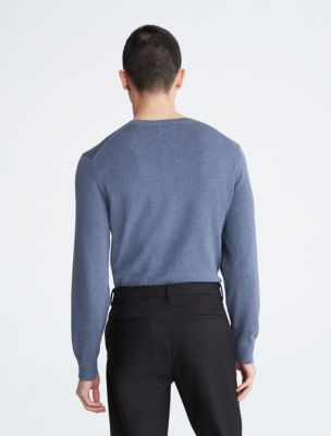 Smooth Cotton Sweater, Blue