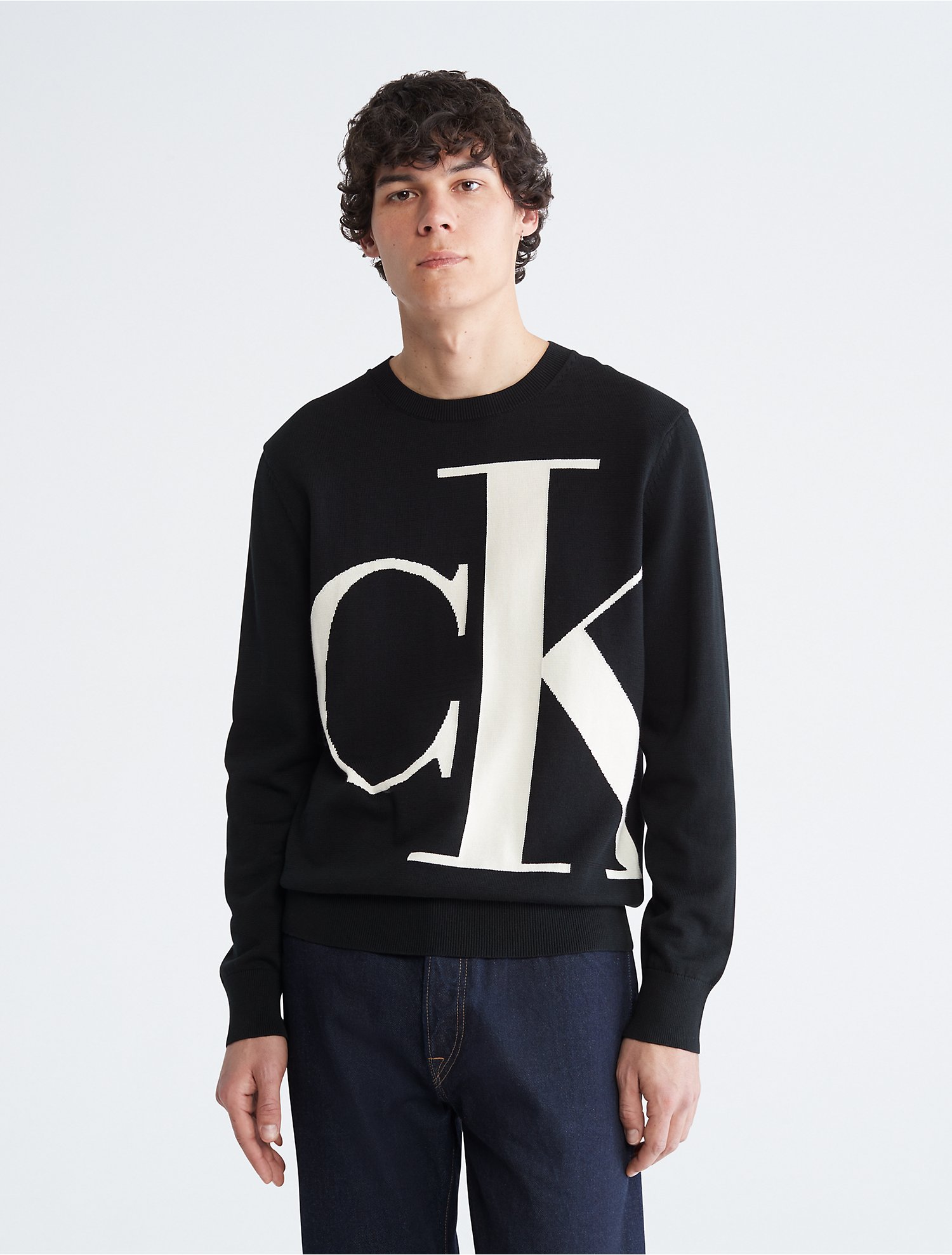 Uitverkoop moord storting Compact Cotton Oversized Monogram Logo Sweater | Calvin Klein