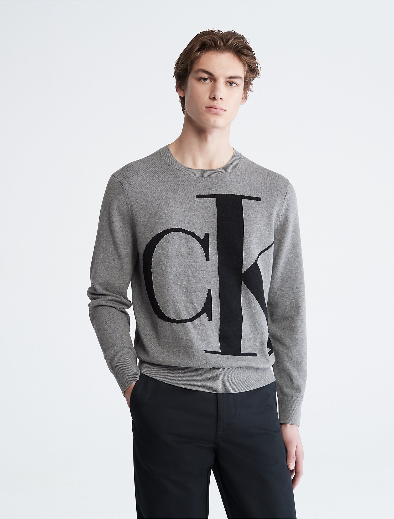 Toeschouwer Doe het niet hersenen Smooth Cotton Oversized Monogram Logo Sweater | Calvin Klein