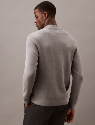 Smooth Cotton Sweater Bomber Jacket, Medium Grey Heather