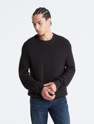 Black Wool Rib Knit Sweater