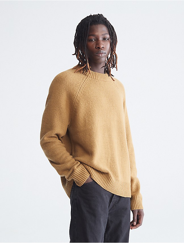 Calvin Klein structured knit sweater- marled cream - Depop