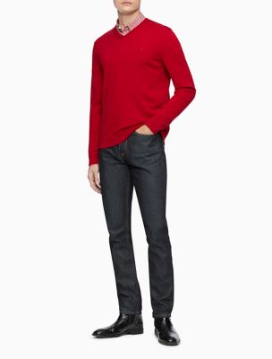 calvin klein merino wool v neck sweater