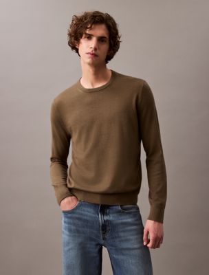 Extra Fine Merino Blend Crewneck Sweater Calvin Klein