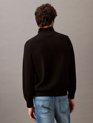 Tech Knit Quarter Zip Sweater, Black