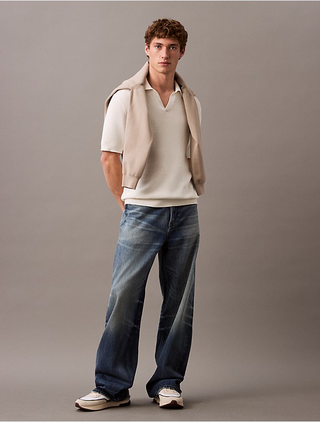Jacquard Mesh Sweater Polo Shirt | Calvin Klein Jacquard Mesh Sweater Polo Shirt | Calvin Klein