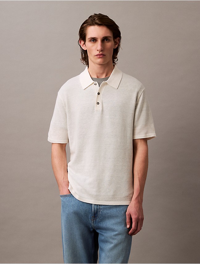 Jacquard Mesh Sweater Polo Shirt | Calvin Klein Jacquard Mesh Sweater Polo Shirt | Calvin Klein