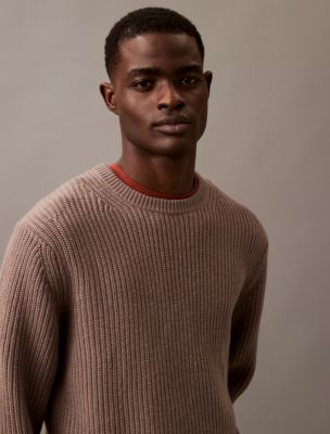Wool Rib Blend Crewneck Sweater | Calvin Klein