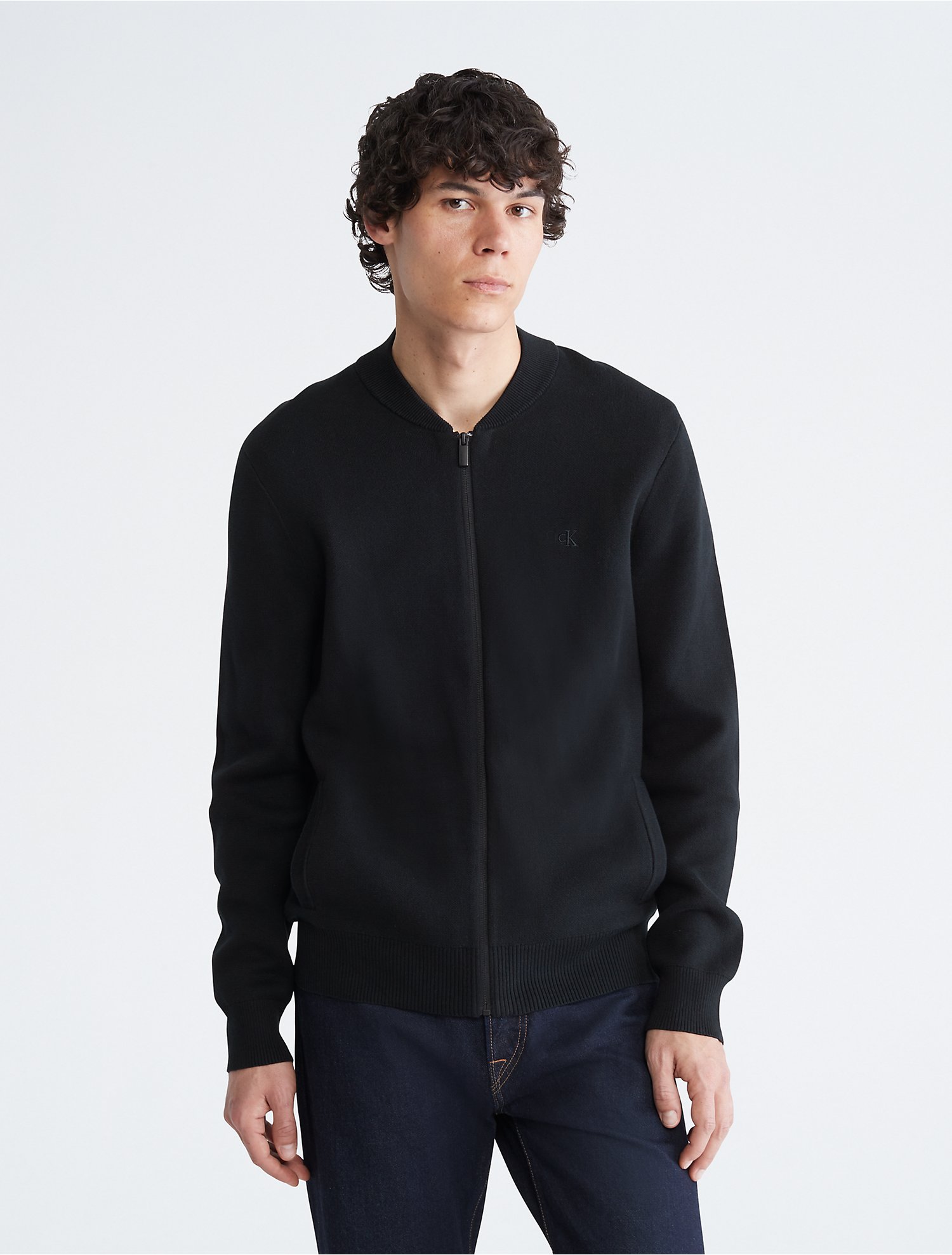 Compact Cotton Sweater Bomber Jacket | Calvin Klein® Canada