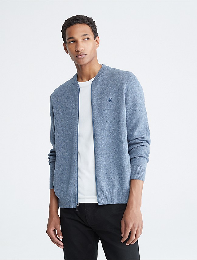 Hiel diep Beschrijvend Smooth Cotton Sweater Bomber Jacket | Calvin Klein