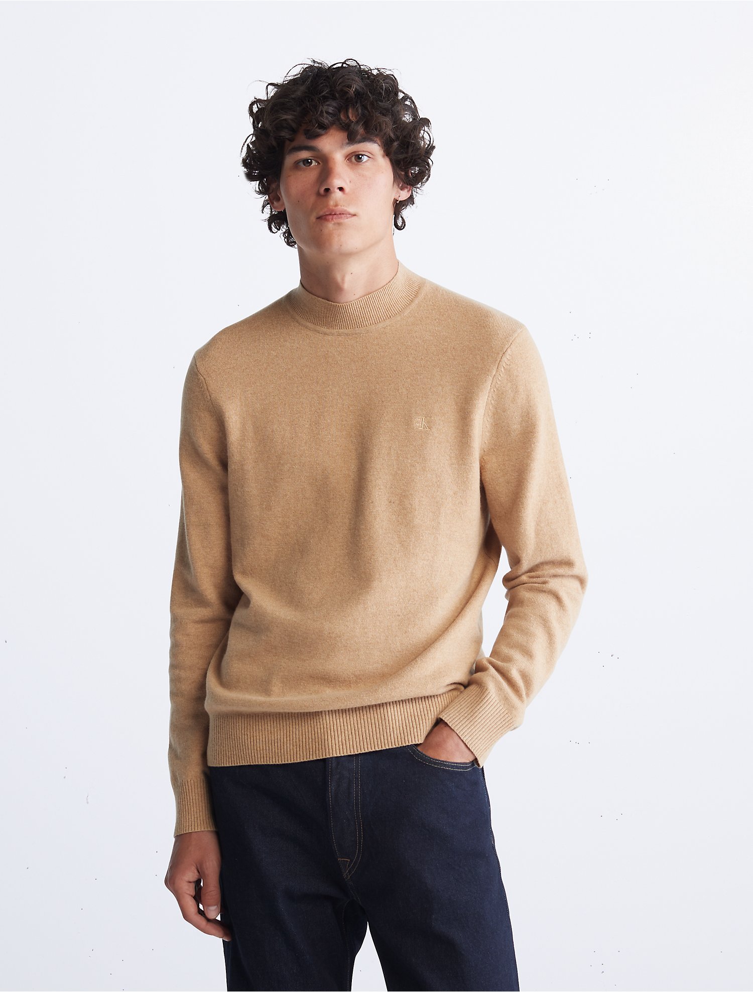 Merino Wool Blend Mockneck Sweater | Calvin Klein® USA