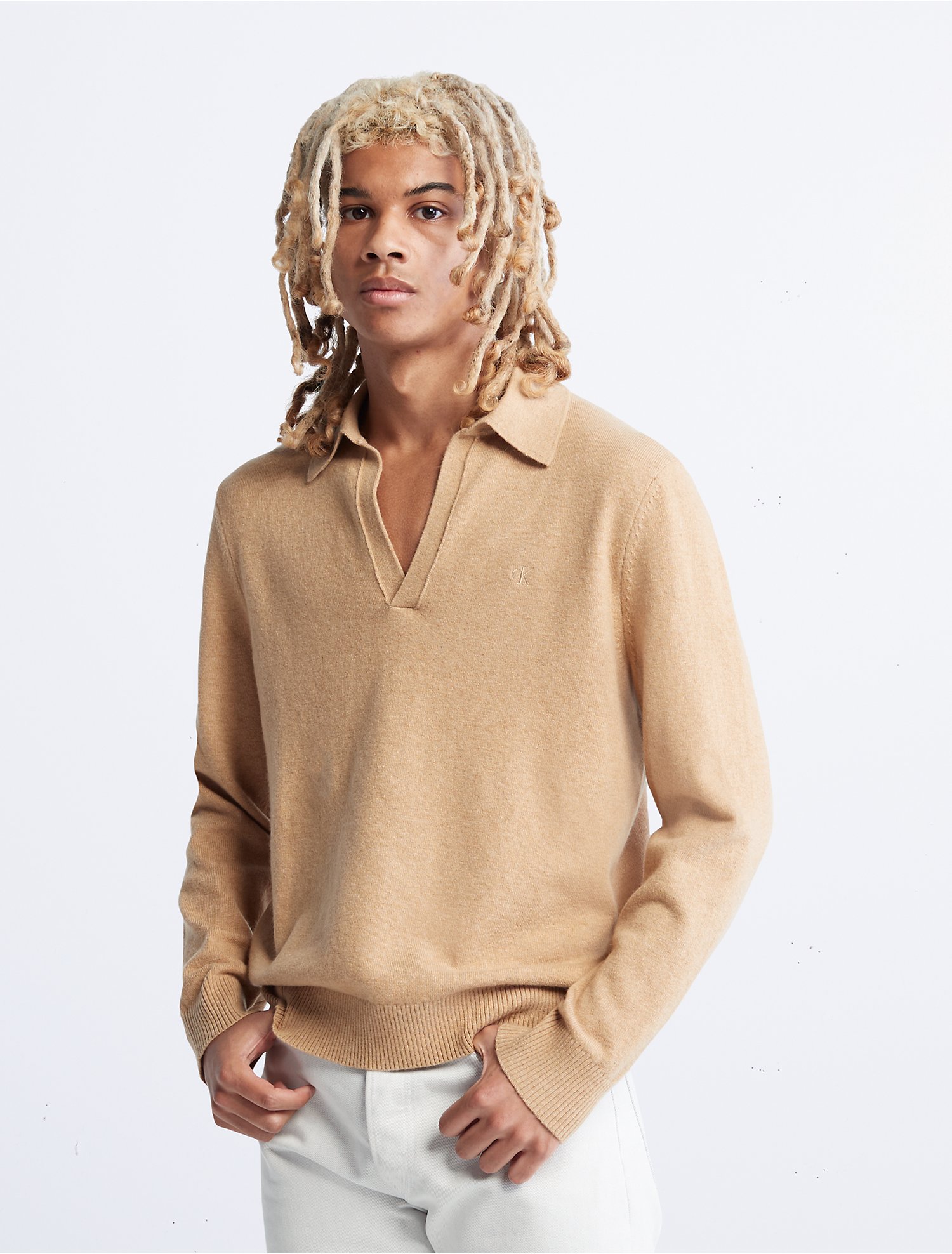 Emigreren dienen ik ben trots Merino Wool Blend Polo Sweater | Calvin Klein