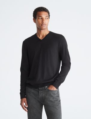 Extra Fine Merino Wool Blend V-Neck Sweater