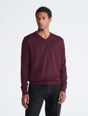 Calvin Klein Men's Merino Wool Blend Crewneck Sweater, Gray Blue Heather,  Small at  Men's Clothing store