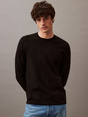 Tech Knit Crewneck Sweater, Black