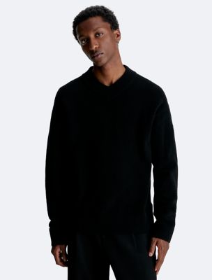 Acrylic Wool Blend V-Neck Sweater | Calvin Klein