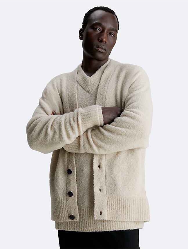 Acrylic Wool Blend V-Neck Sweater