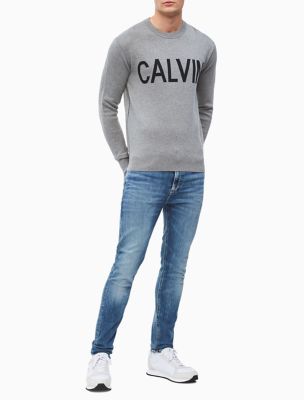 calvin klein men's zip up sweater