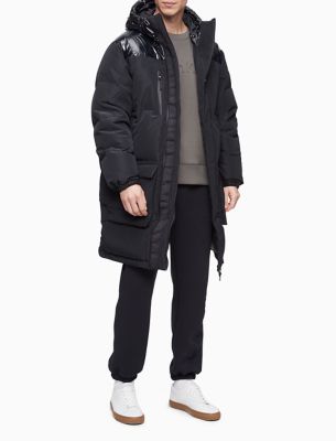 Colorblock High Shine Down Puffer Coat Calvin Klein USA