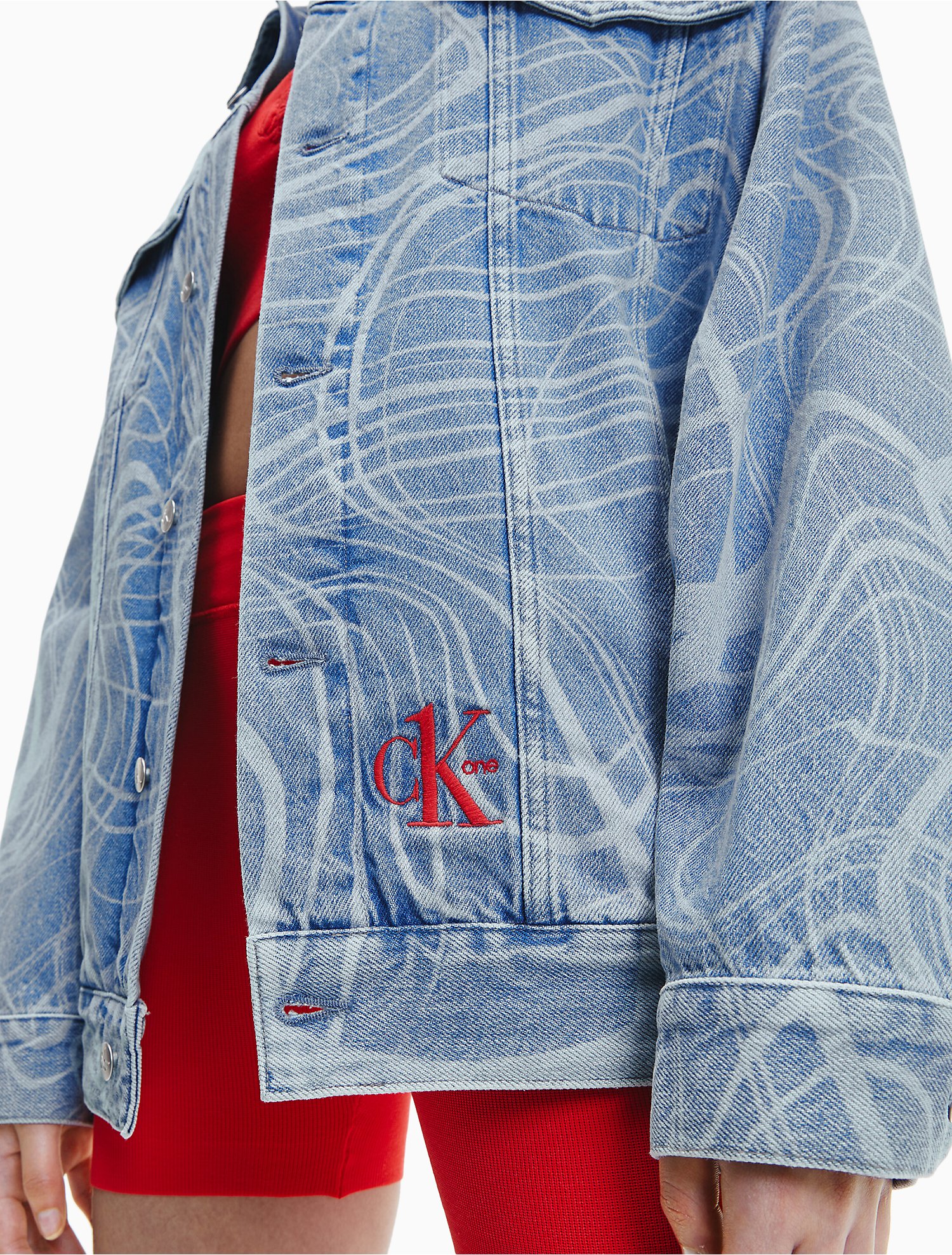 CK One Gender Inclusive Oversized Printed Denim Jacket | Calvin Klein® USA