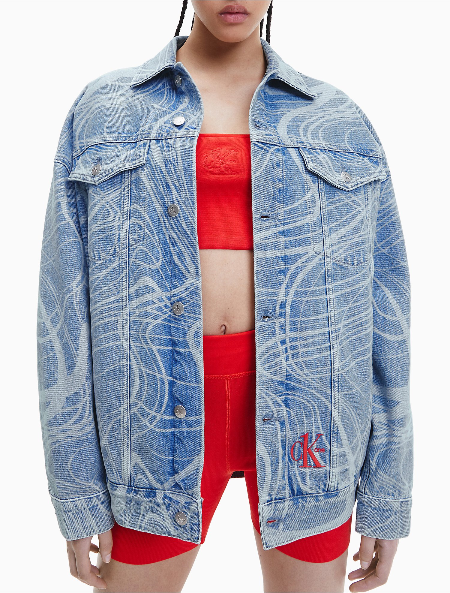 CK One Gender Inclusive Oversized Printed Denim Jacket | Calvin Klein® USA
