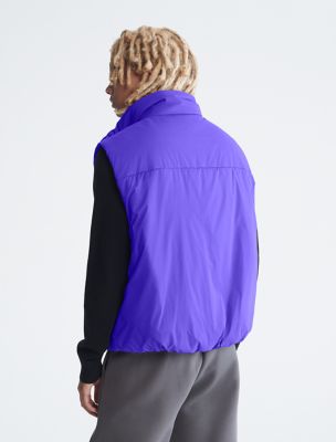 Recycled Nylon Full Zip Puffer Vest, Purple Parade
