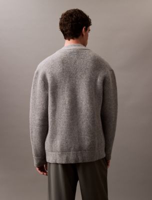 Boiled Wool Blend Bomber Jacket Calvin Klein