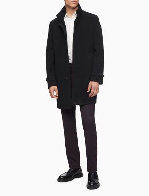 calvin klein men's slim fit wool blend overcoat jacket