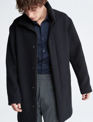 Classic Wool Coat with Mock Neckline