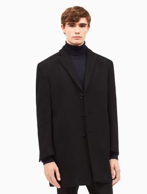 calvin klein men's slim fit wool blend overcoat jacket