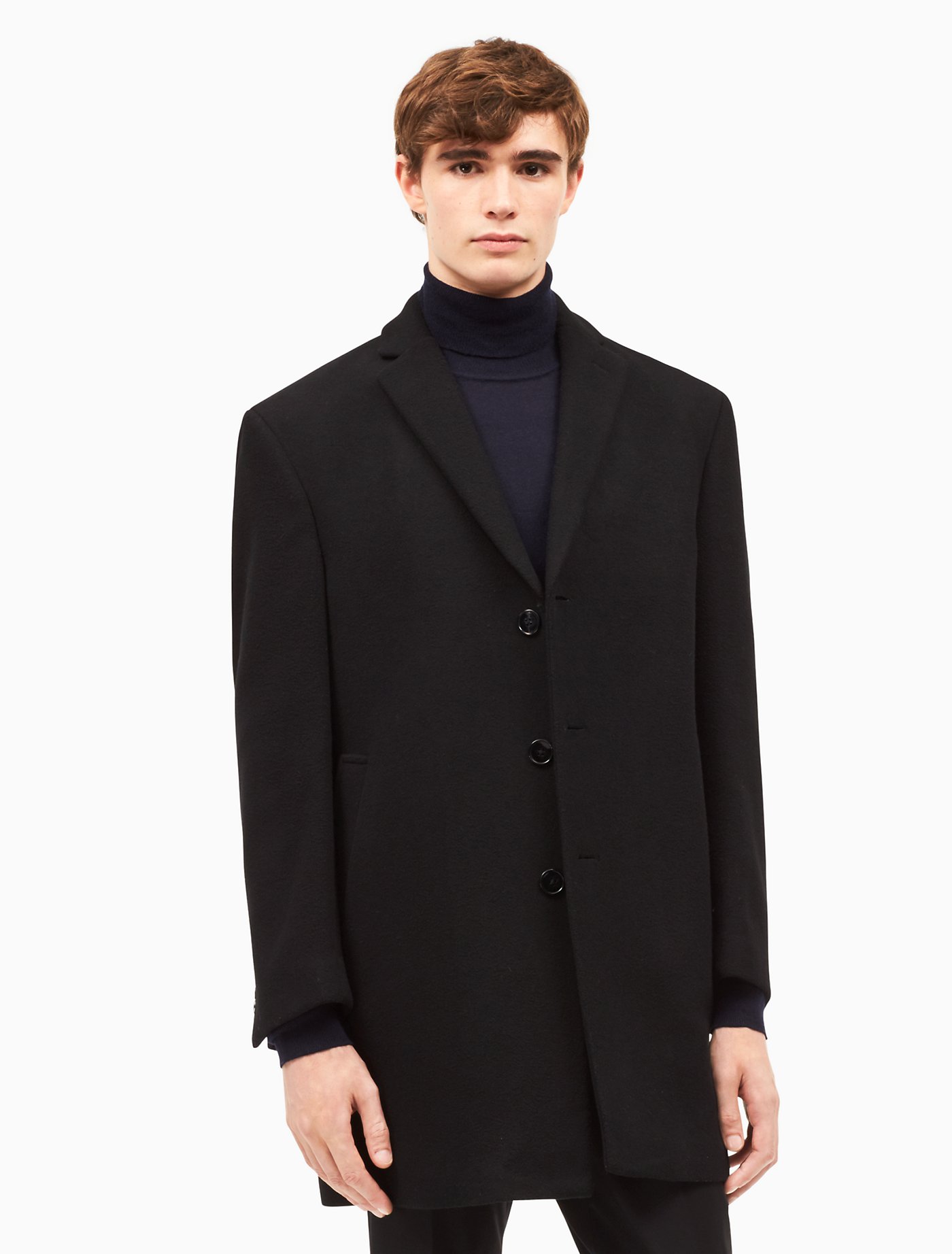 wool blend black topcoat | Calvin Klein