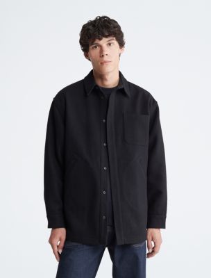 Calvin klein men's shirt collar wool on sale jacket