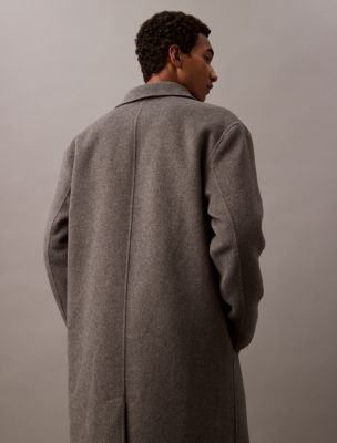 Double Faced Wool Blend Car Coat Calvin Klein