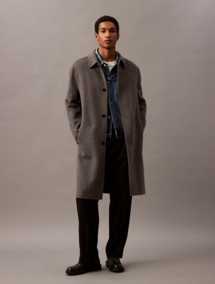 Double Faced Wool Blend Car Coat Calvin Klein