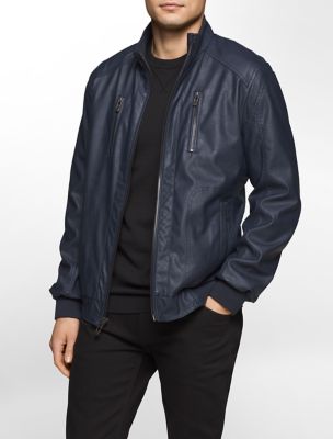 calvin klein men's faux leather jacket