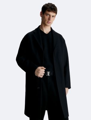 Calvin Klein Womens Wool Blend Coat Removable Hood Carabiner