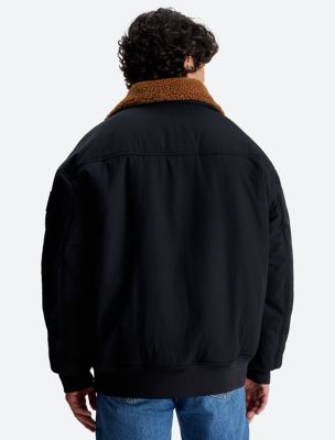 Bomber Jackets Calvin Klein Jeans Reversible Sherpa Bomber Jacket Black/  Brown