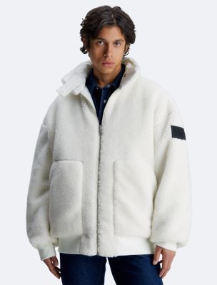 Calvin klein store white fleece jacket