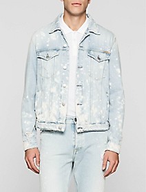 vintage splatter denim trucker jacket | Calvin Klein