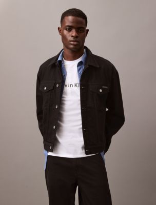 Calvin klein black denim trucker jacket on sale