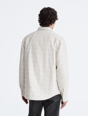Plaid Flannel Shirt Jacket, Egret
