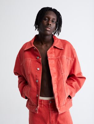 Red calvin klein store denim jacket