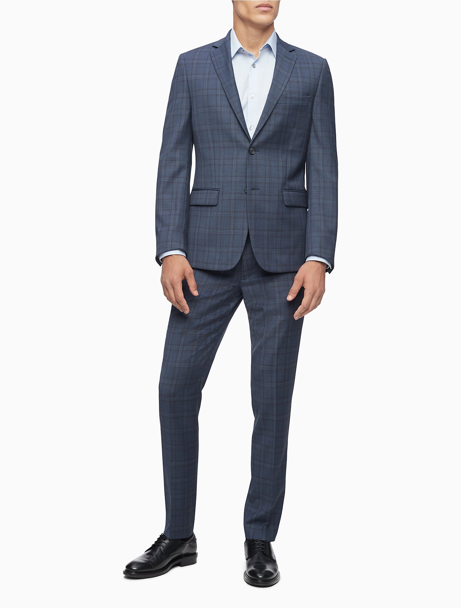 Descubrir 79+ imagen calvin klein blue plaid slim fit suit
