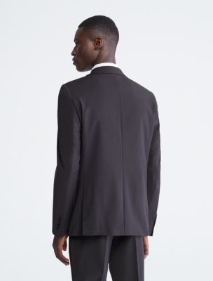 Calvin Klein Mens Black Wool Pinstriped Blazer Matching Pants Set