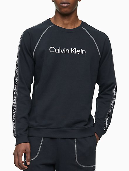 Calvin Klein Lounge Logo Pullover Hoodie in Black for Men gym and workout clothes Hoodies Mens Clothing Activewear 