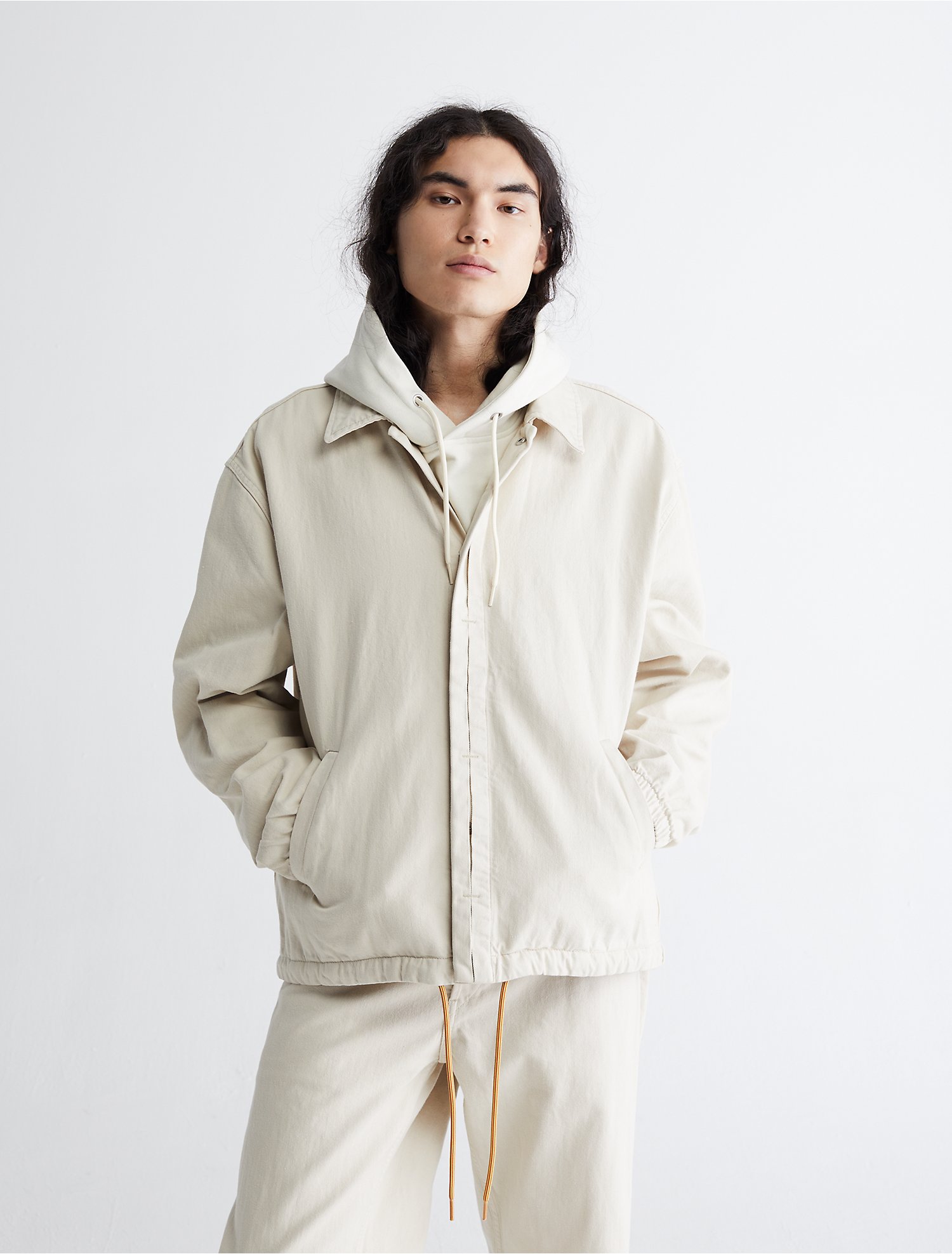 Standards Overdyed Linen Denim Coach Jacket | Calvin Klein® USA