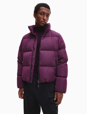 Printed Down Puffer Jacket, Passion Plum