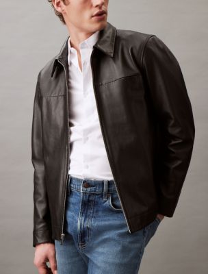 Calvin klein real leather jacket on sale