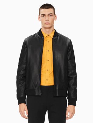 calvin klein bomber leather jacket